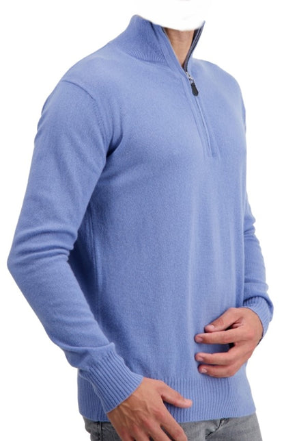 Balldiri Premium Kaschmir Herren Langarm Pullover Troyer 2-fädig