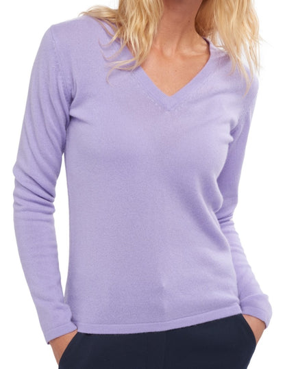 Balldiri 100% Kaschmir Damen V-Pullover 2-fädig