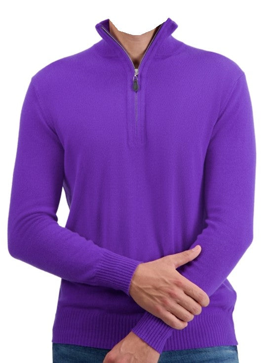 Balldiri Premium Kaschmir Herren Langarm Pullover Troyer 2-fädig