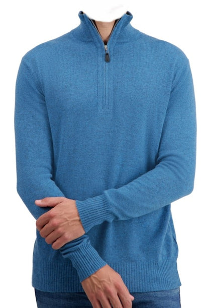 Balldiri Premium Kaschmir Herren Langarm Pullover Troyer 2-fädig