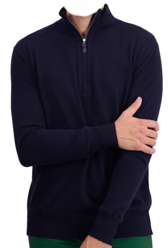 Balldiri Premium Kaschmir Herren Langarm Pullover Troyer 2-fädig