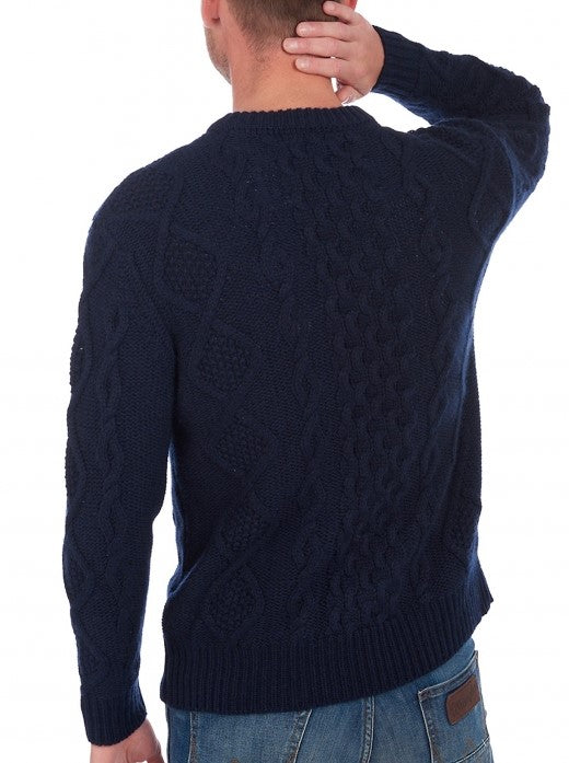 Balldiri Premium Kaschmir Herren Langarm Pullover rundhals mit Zopfmust 12-fädig