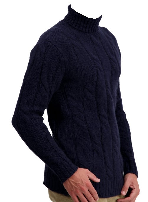 Balldiri Premium Kaschmir Herren Pullover Rollkragen mit Zopfmuster 10 fädig