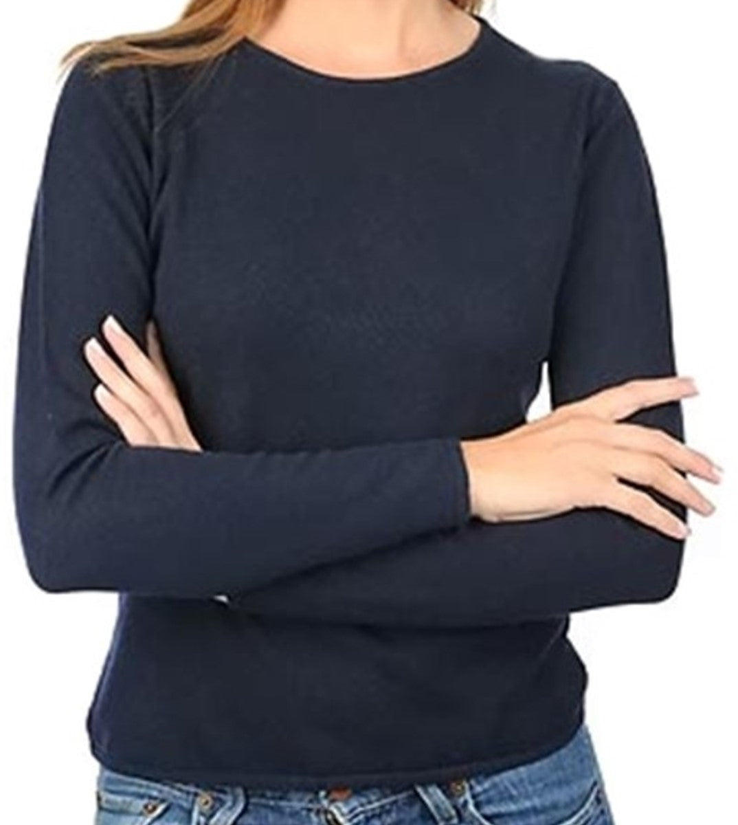 Balldiri Premium Kaschmir Damen Langarm Pullover Rundhalsausschnitt 2-fädig