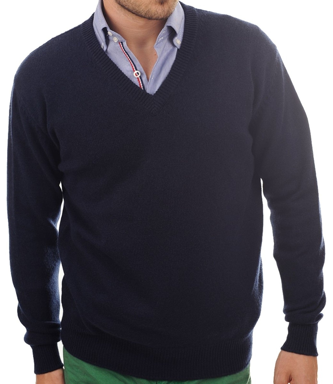 Balldiri 100% Kaschmir Herren V-Pullover 4-fädig