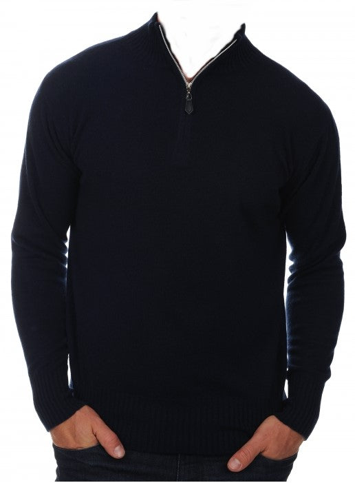 Balldiri 100% Kaschmir Herren Troyer 2-fädig nachtblau XS