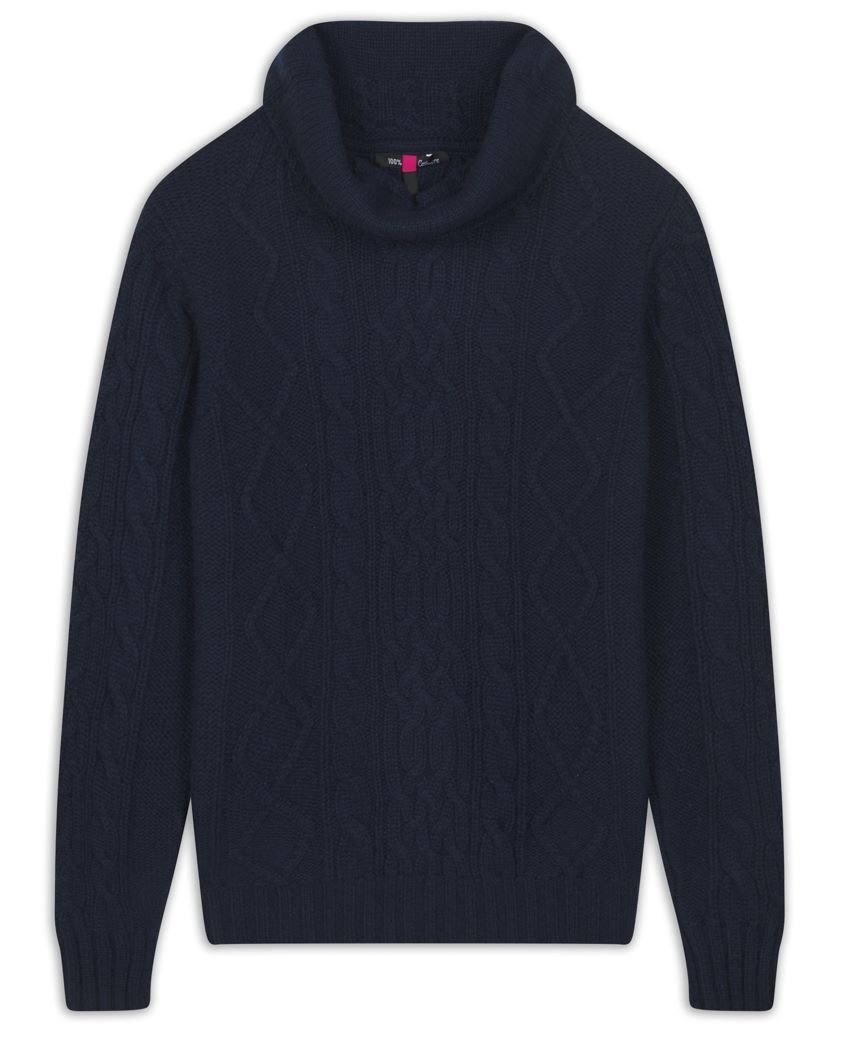 Balldiri Premium Kaschmir Damen  Pullover Rollkragen Zopfmuster 10-fädig