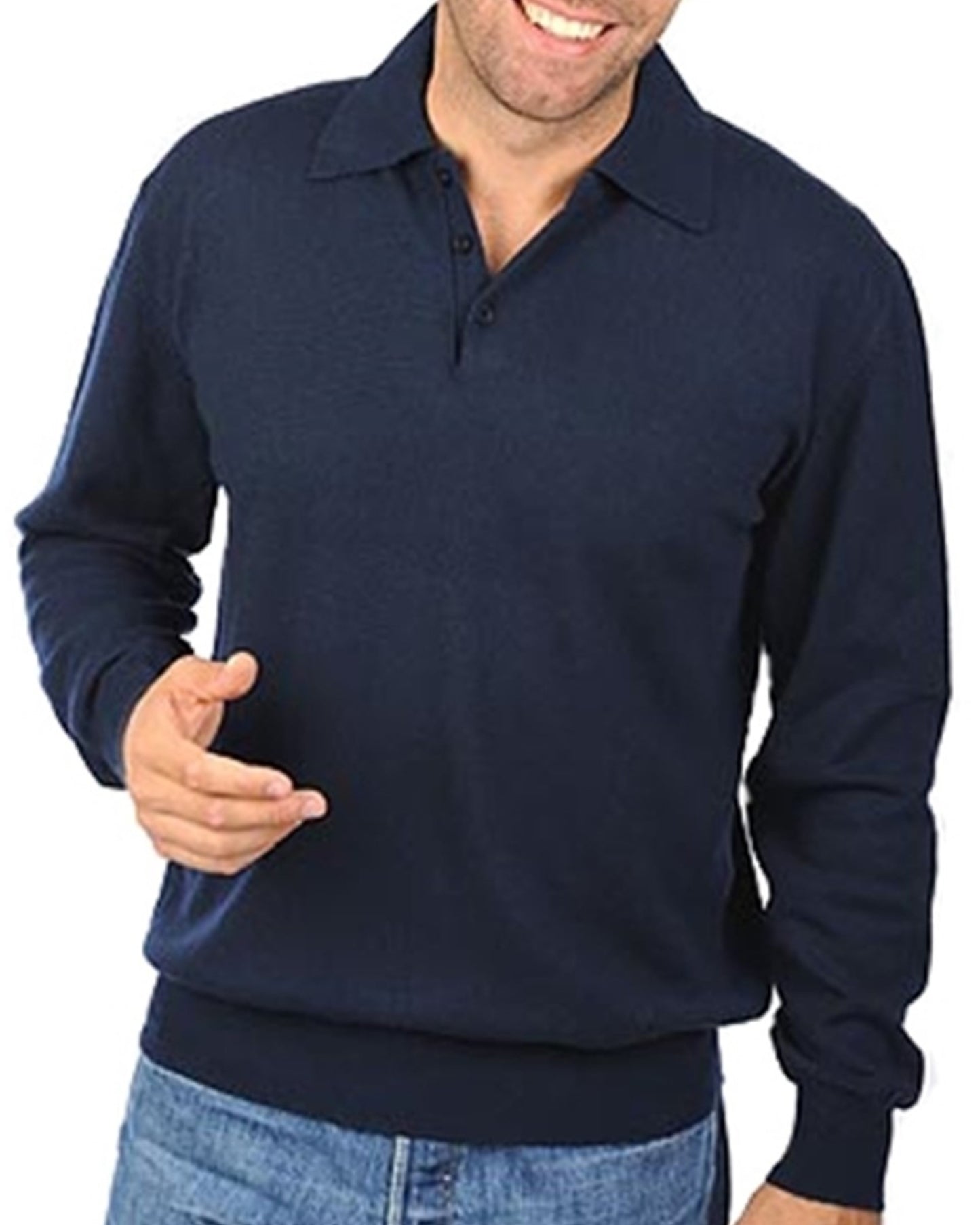 Balldiri 100% Kaschmir Herren Langarm Polo mit Kragen 2-fädig - Balldiri & Windhound