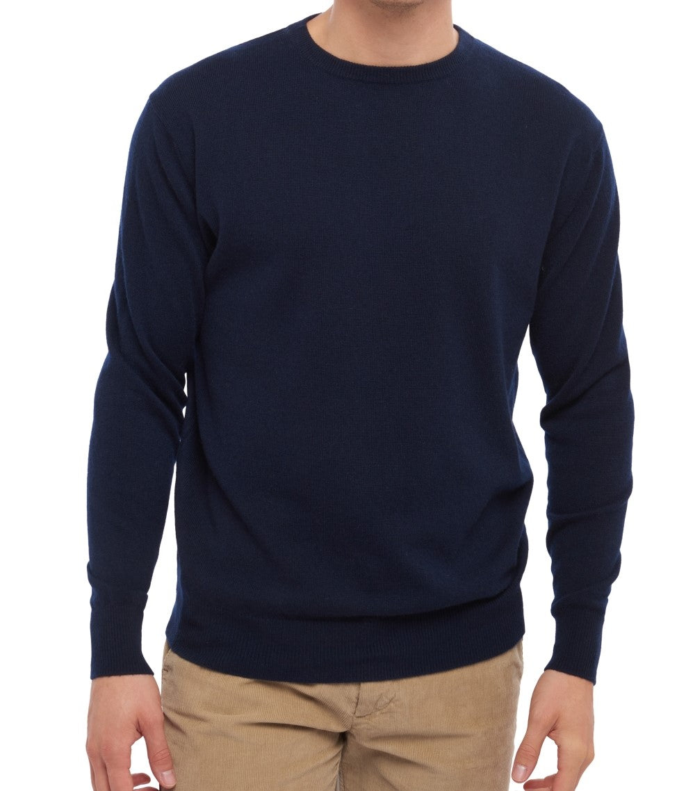 Balldiri 100% Kaschmir Herren Pullover Rundhals 2-fädig
