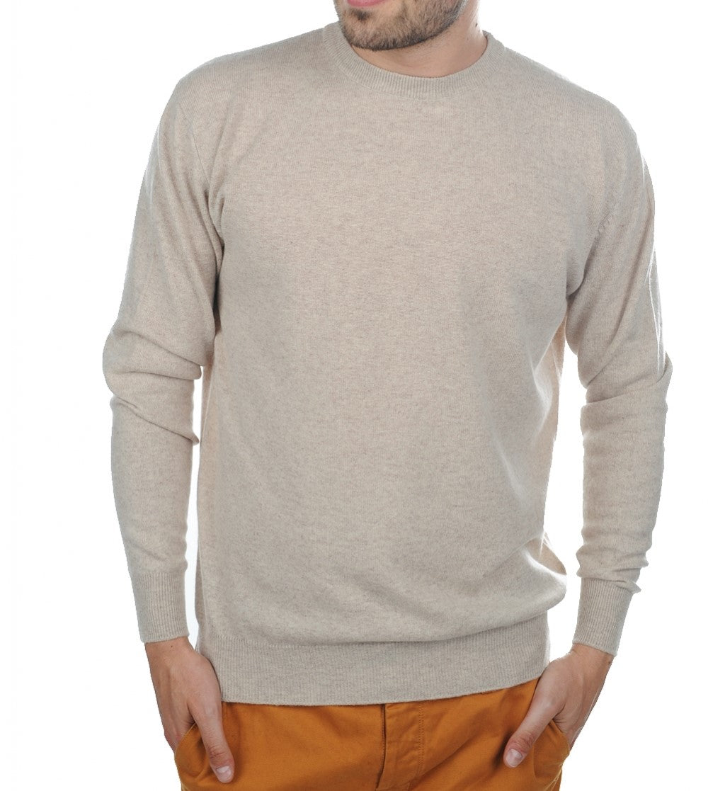 Balldiri 100% Kaschmir Herren Pullover Rundhals 2-fädig