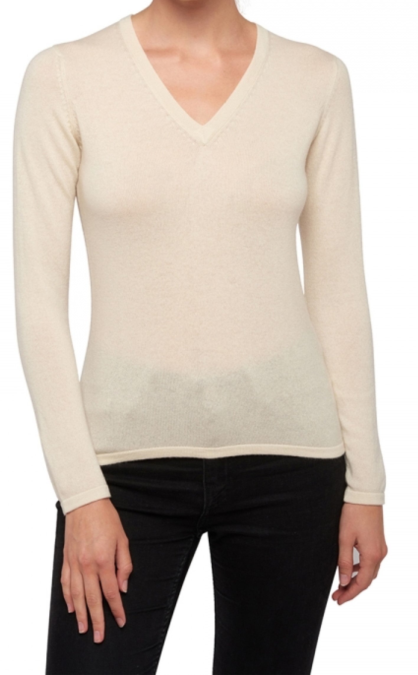 Balldiri 100% Kaschmir Damen V-Pullover 2-fädig