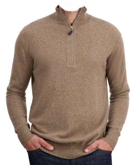 Balldiri Premium Kaschmir Herren Langarm Pullover Troyer 2-fädig