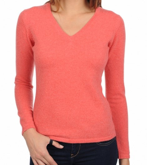 Balldiri Premium Kaschmir Damen Langarm Pullover V-Ausschnitt 2-fädig Teil2/2