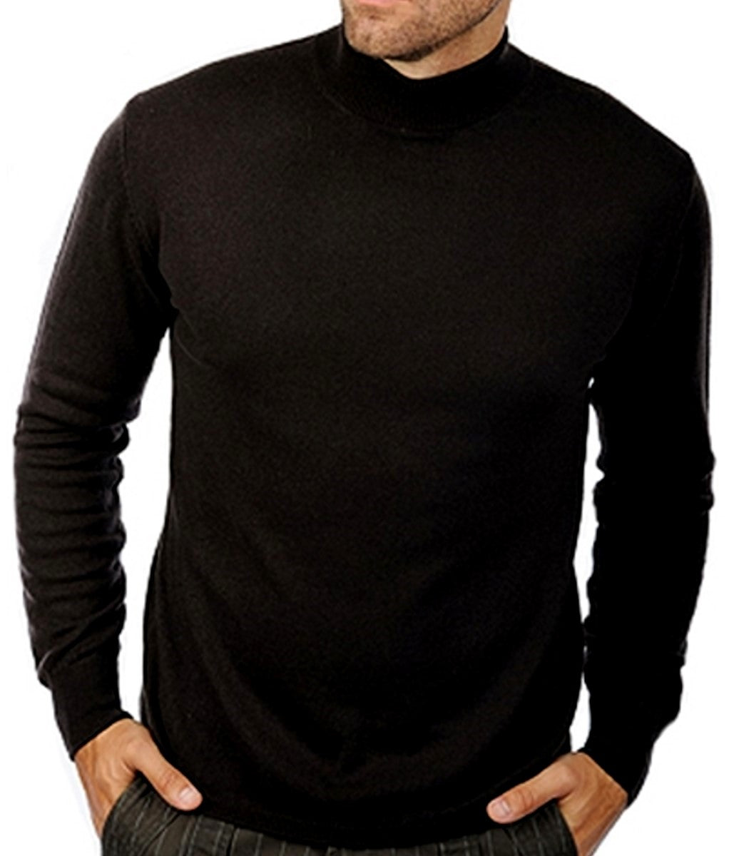 Balldiri 100% Kaschmir Herren Pullover Stehkragen 2-fädig schwarz XL