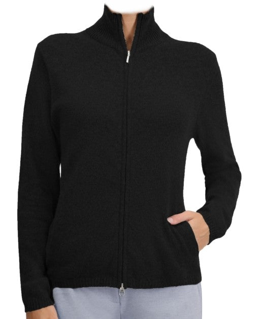 Balldiri Premium Kaschmir Damen Langarm Strickjacke mit Stehkragen 2-fädig