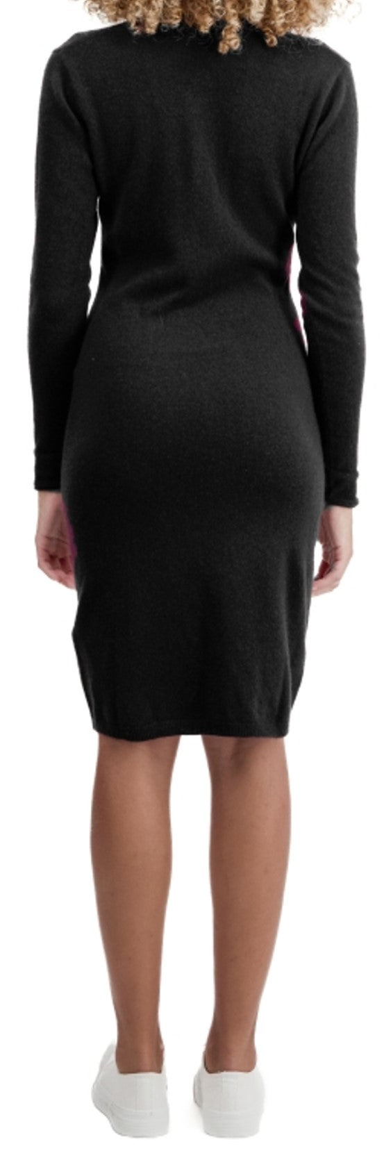 Balldiri Premium Kaschmir Damen Langarm V-Kleid 2-fädig