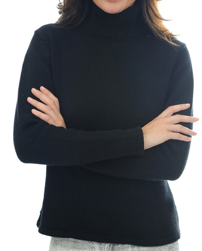 Balldiri 100% Kaschmir Pullover Damen Rollkragen 8-fädig schwarz M - Balldiri & Windhound