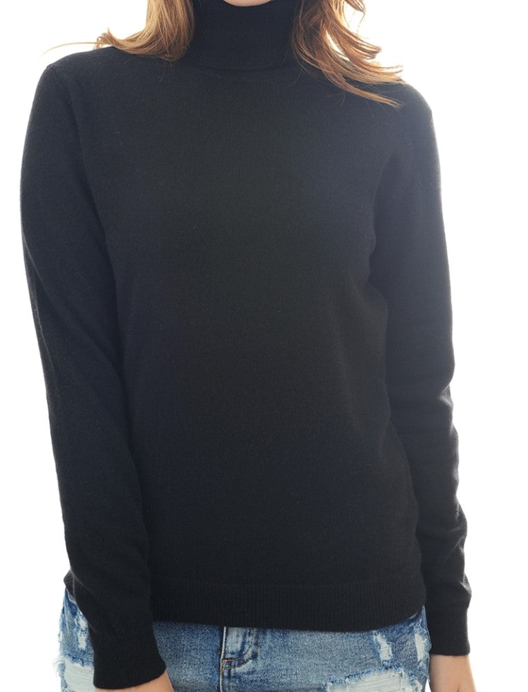 Balldiri 100% Kaschmir Pullover Damen Rollkragen mit Bündchen 2-fädig schwarz 3XL - Balldiri & Windhound