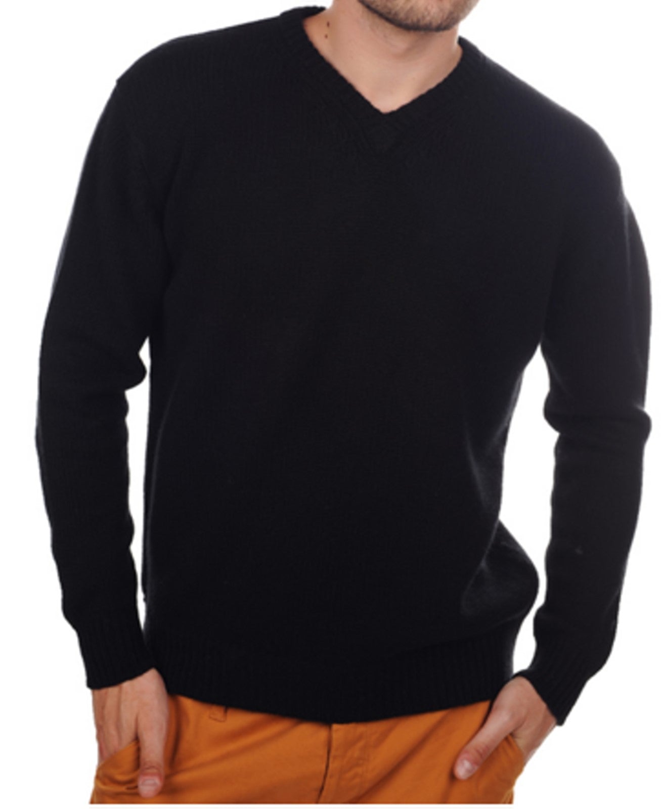 Balldiri Kaschmir Pullover Herren V-Ausschnitt 8-fädig Schwarz - Balldiri & Windhound