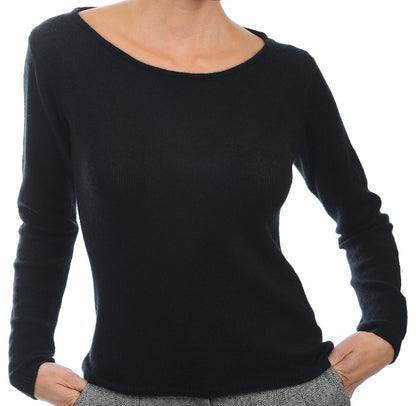 Balldiri Premium Kaschmir Damen Pullover Breiten Rundhals 2-fädig