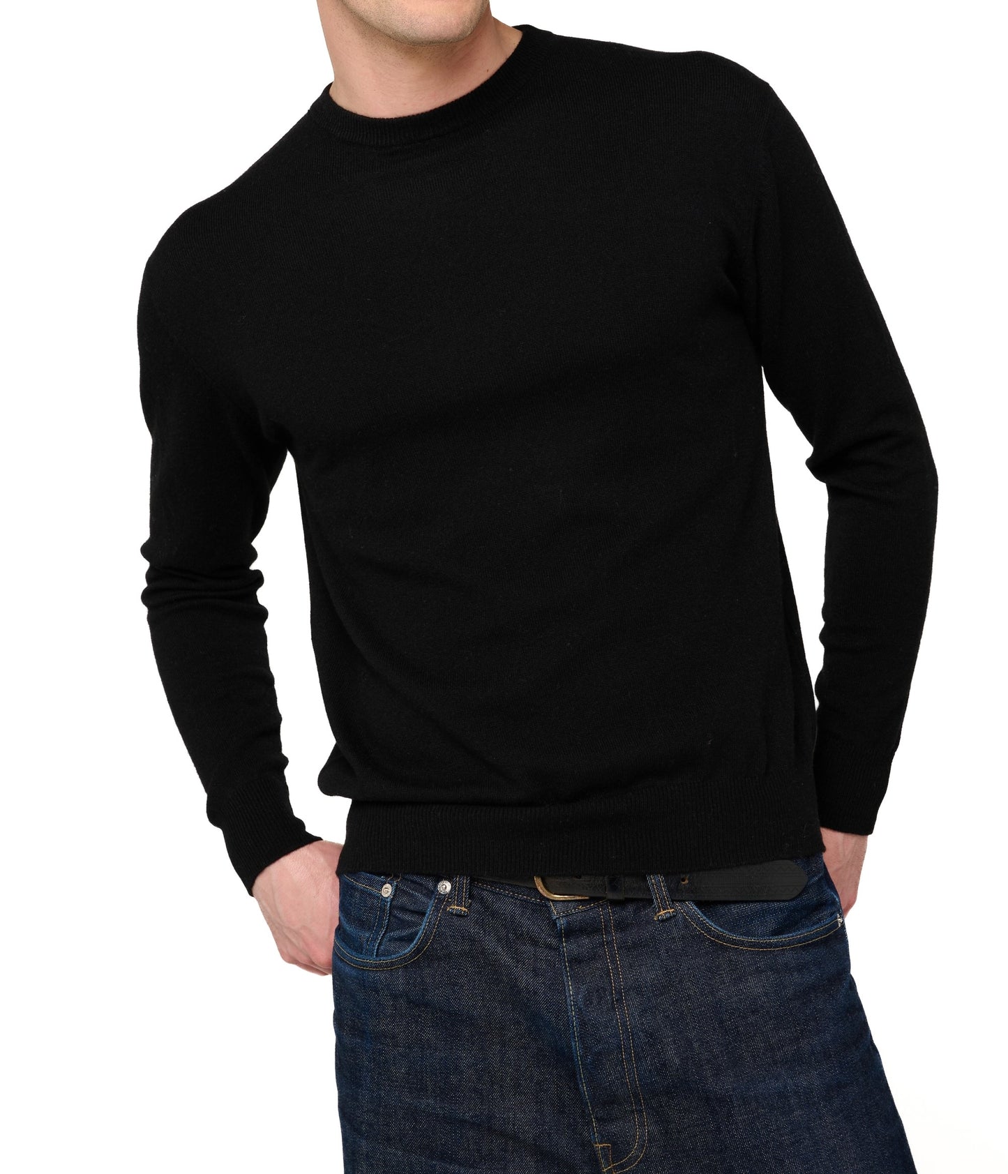 Balldiri 100% Kaschmir Herren Pullover Rundhals 2-fädig