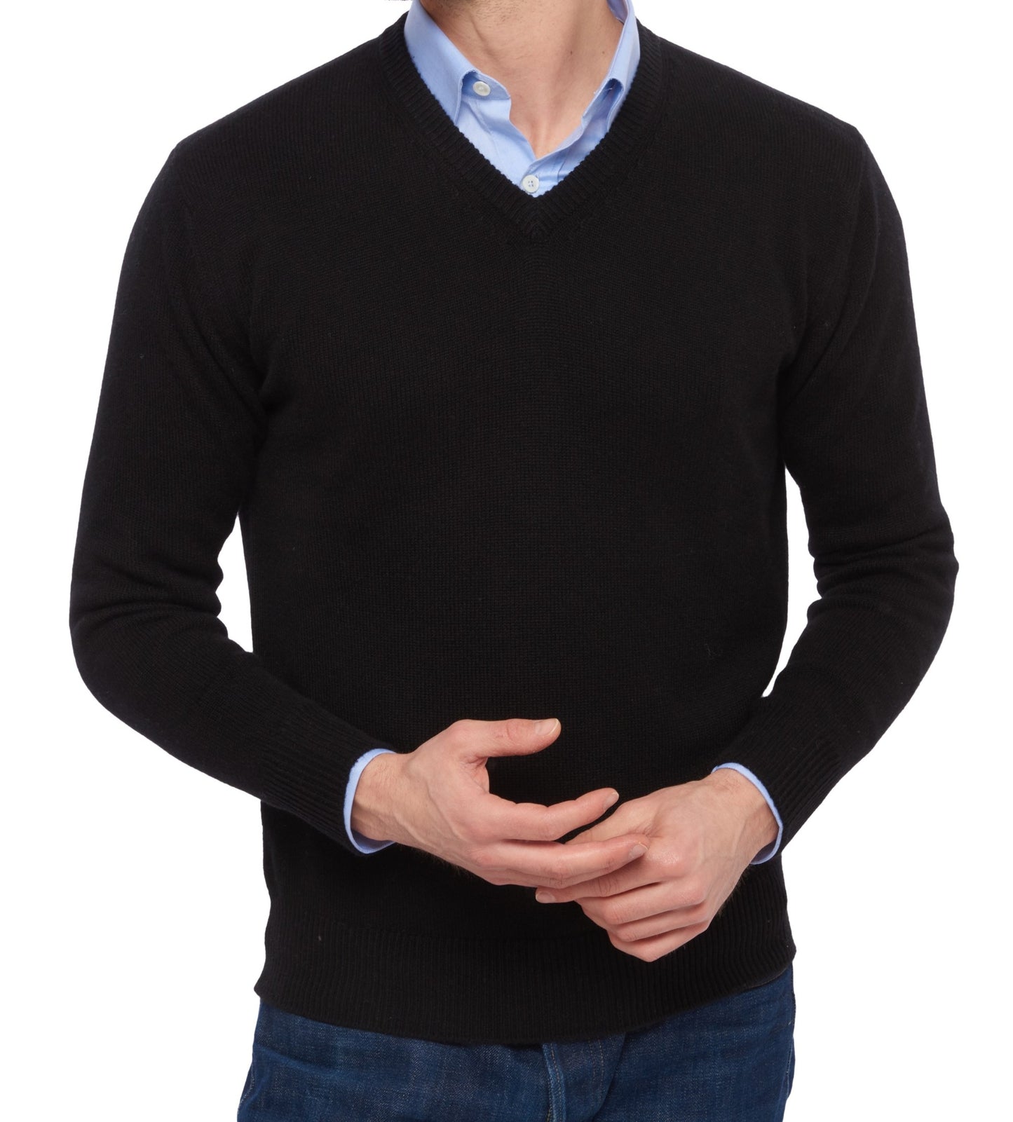 Balldiri 100% Kaschmir Herren V-Pullover 4-fädig