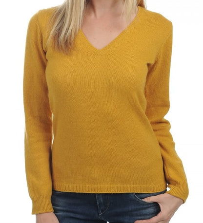 Balldiri Premium Kaschmir Damen langarm Pullover V-Ausschnitt 4-fädig