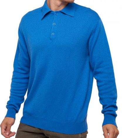 Balldiri 100% Kaschmir Herren Langarm Polo mit Kragen 2-fädig - Balldiri & Windhound