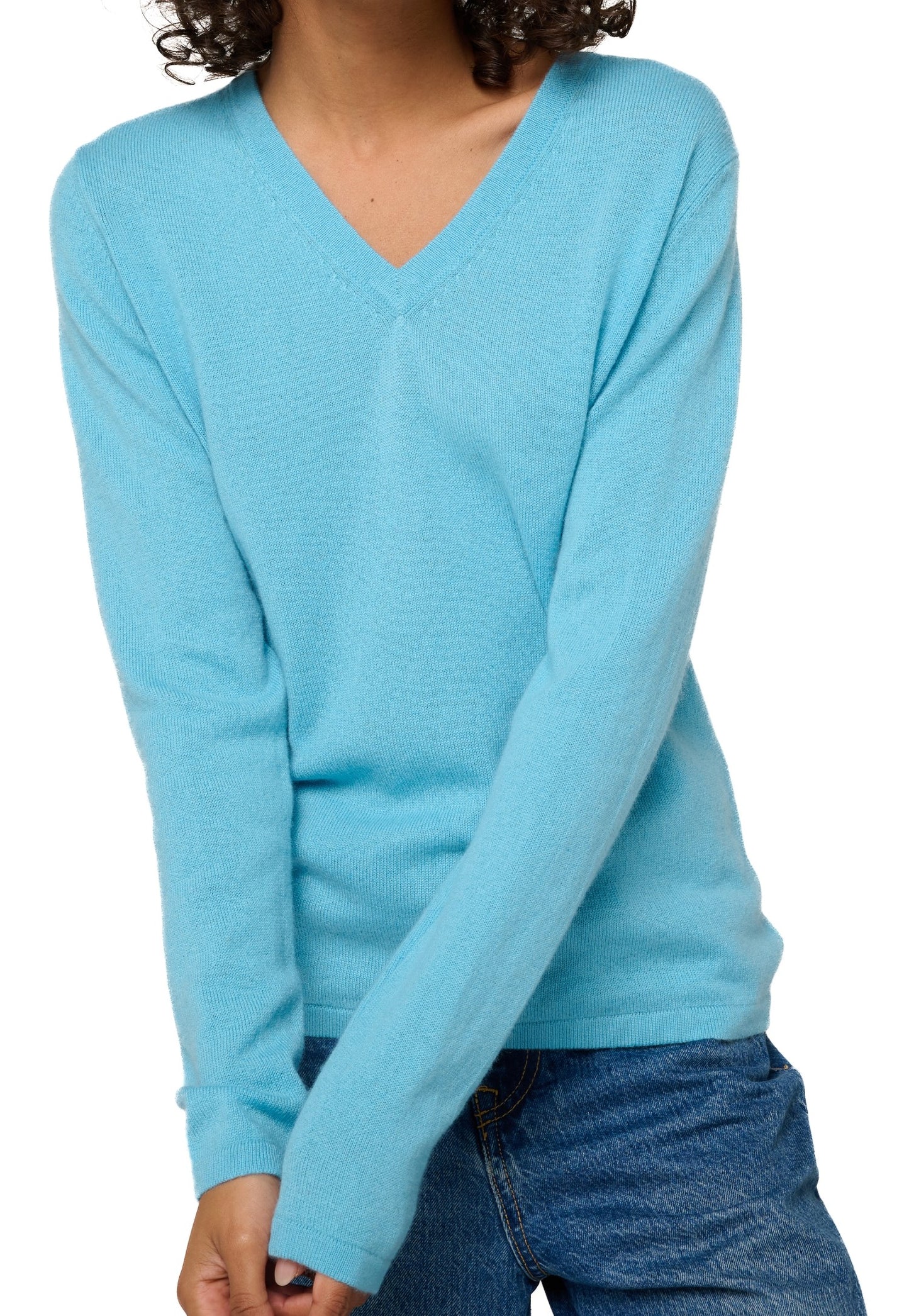 Balldiri 100% Kaschmir Damen V-Pullover 2-fädig