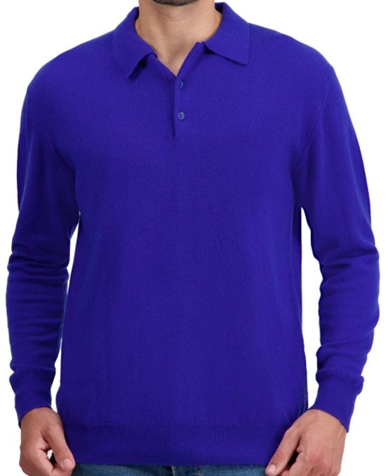 Balldiri 100% Kaschmir Herren Langarm Polo mit Kragen 2-fädig - Balldiri & Windhound