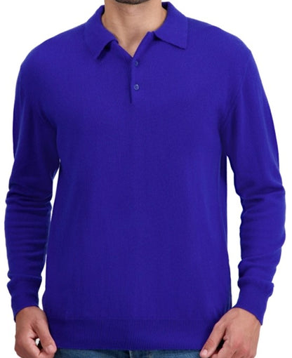 Balldiri 100% Kaschmir Herren Langarm Polo mit Kragen 2-fädig - Balldiri & Windhound