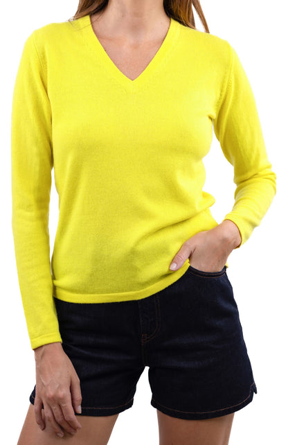 Balldiri 100% Kaschmir Damen V-Pullover 2-fädig